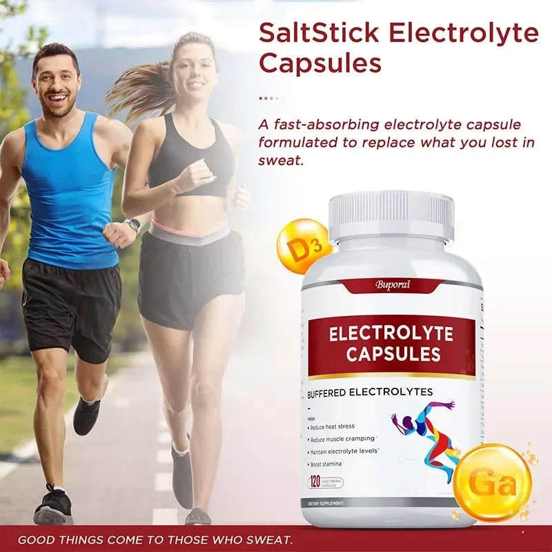 Capsules d'électrolyte - Soutient l'équilibre à l'électrolyte, soulage le stress, supplément de la nutrition sportive, améliore l'endurance, sans OGM
