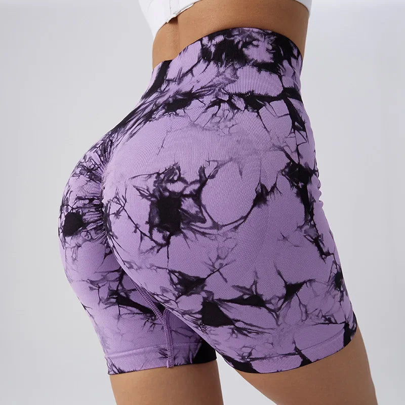 Short de Yoga Tie-Dye pour femmes, short de sport à haute élasticité, Push Up, course à pied, entraînement, Fitness, Leggings de sport courts pour femmes