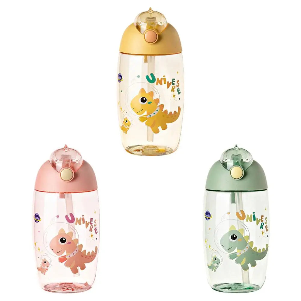 Bouteille d'eau dinosaure pour enfants avec paille en silicone, bouteille d'eau en plastique, tasse d'été pour enfants, 500ml