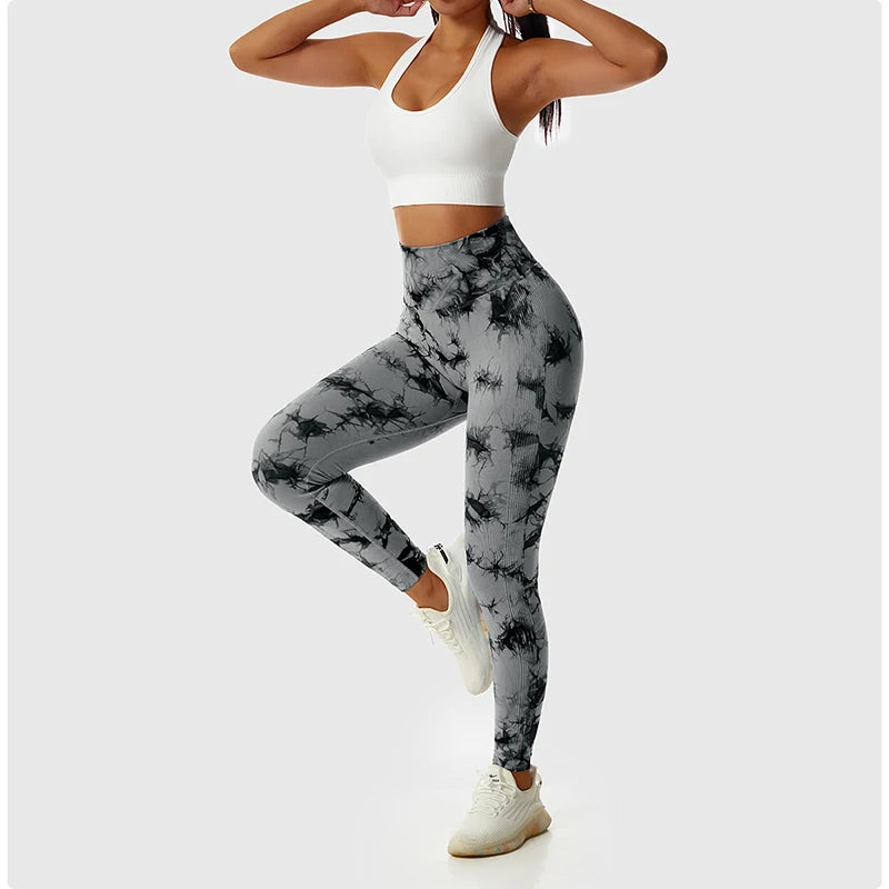 WAREBALL nouveau cravate colorant pantalons de Yoga Leggings de gymnastique femmes sans couture taille haute Push Up Sport collants Fitness entraînement Leggins