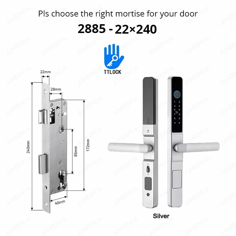 Serrure intelligente pour porte coulissante étanche, application TTLock Alexa, Code numérique par empreinte digitale, carte RFID, Anti-serrure électronique en verre d'aluminium