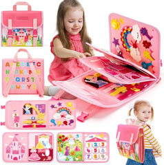 Jouets pour tout-petits, planche occupée, jouets Montessori, sac à dos occupé, activités d'apprentissage préscolaire, jouets pour enfants avec numéro, forme, habillage