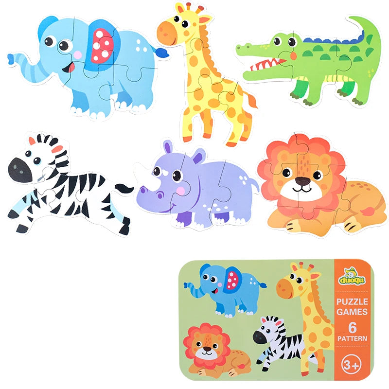Montessori bébé Puzzle jouets éducatifs pour enfants 2 à 4 ans enfant en bas âge 3D Puzzle en bois enfants boîte de fer jeux de Puzzle jouets