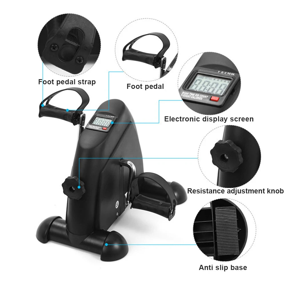 Mini entraîneur de bras et de jambes de vélo d'exercice, machine d'exercice de pédale de pied réglable, écran LCD, entraîneur de pédale portable pour le bureau à domicile