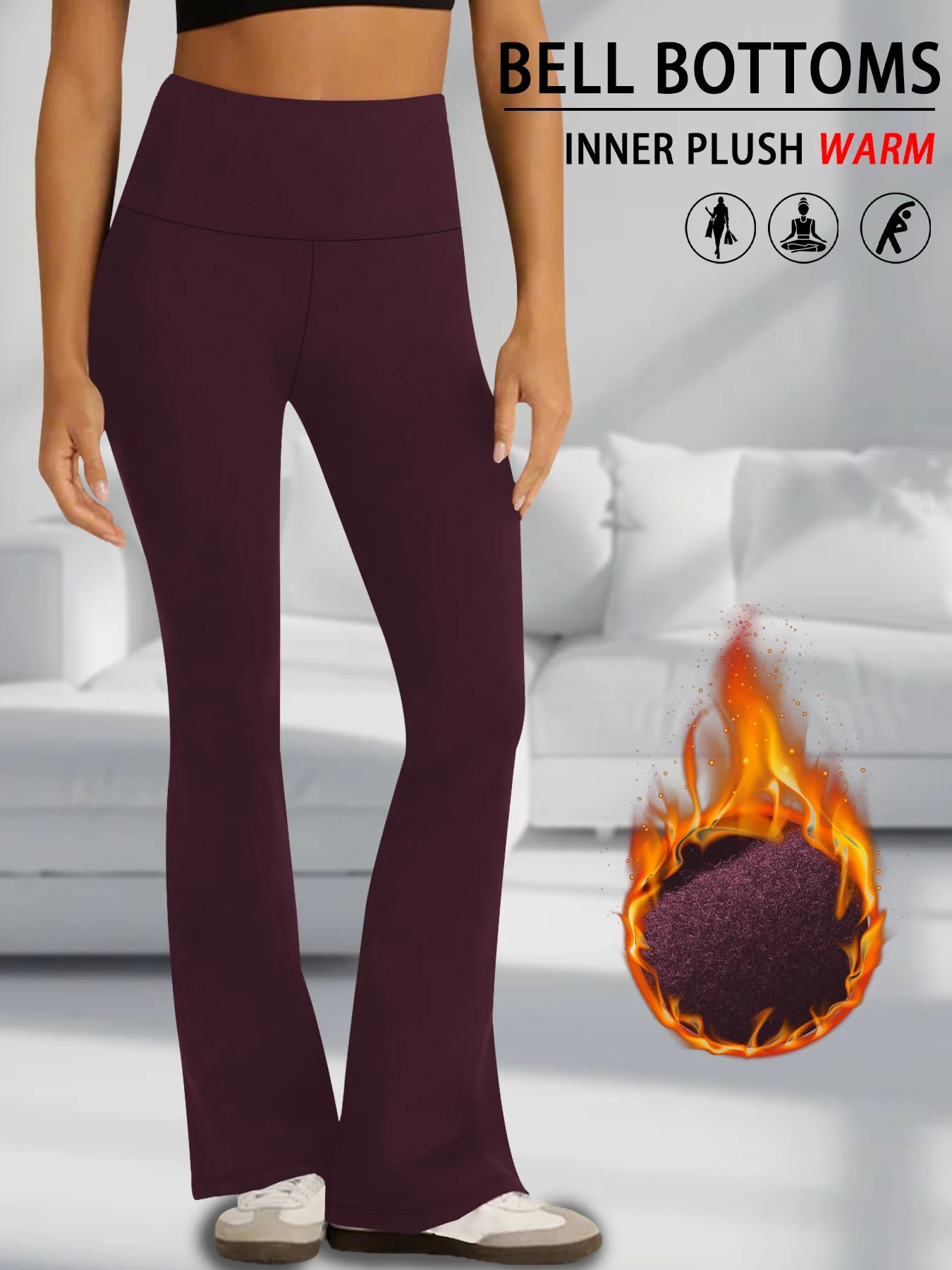 Leggings évasés en polaire taille haute pour femmes, Super doux, contrôle du ventre, pantalon Bootcut doux