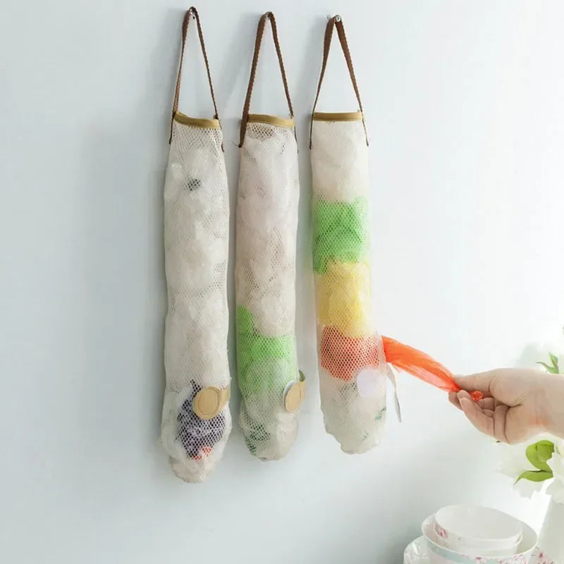 Sac de rangement réutilisable pour fruits de cuisine, sacs d'épicerie, fourre-tout en maille, organisateur d'oignons