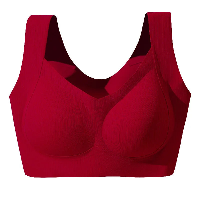 Confortable, une pièce, bonnet fixe sans trace, sous-vêtements pour femmes, beau gilet de sport au dos, soutien-gorge de sommeil de grande taille mince