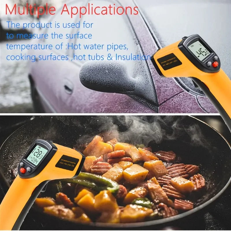 Thermomètre infrarouge, pistolet de température portable pour la cuisson, four à pizza, grill et moteur - Lecteur de température de surface laser