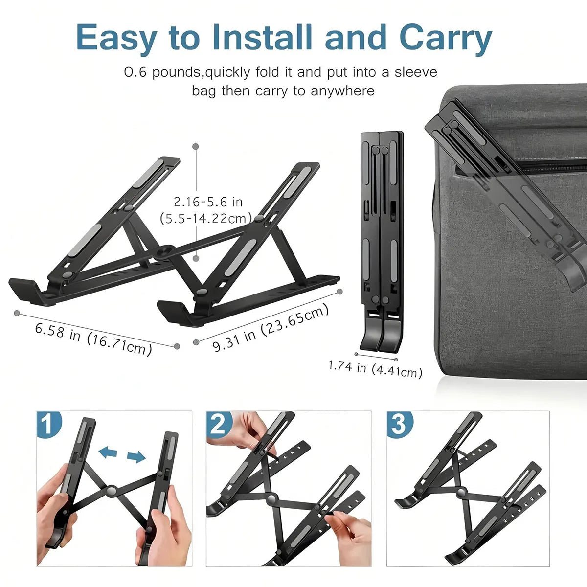Support pour ordinateur portable, sept niveaux réglables, support pliable pour tablette de rehaussement et de refroidissement pour ordinateur portable