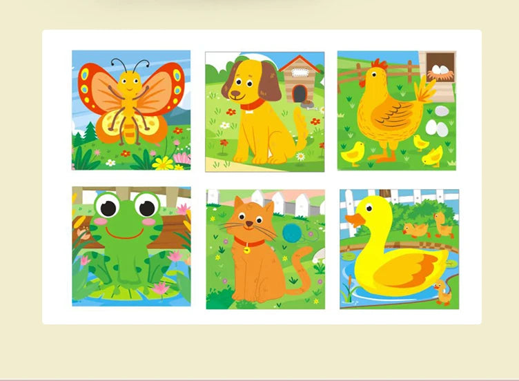 Puzzle en bois peint à Six côtés, blocs de construction tridimensionnels pour animaux de la circulation, jouet éducatif pour l'éducation précoce