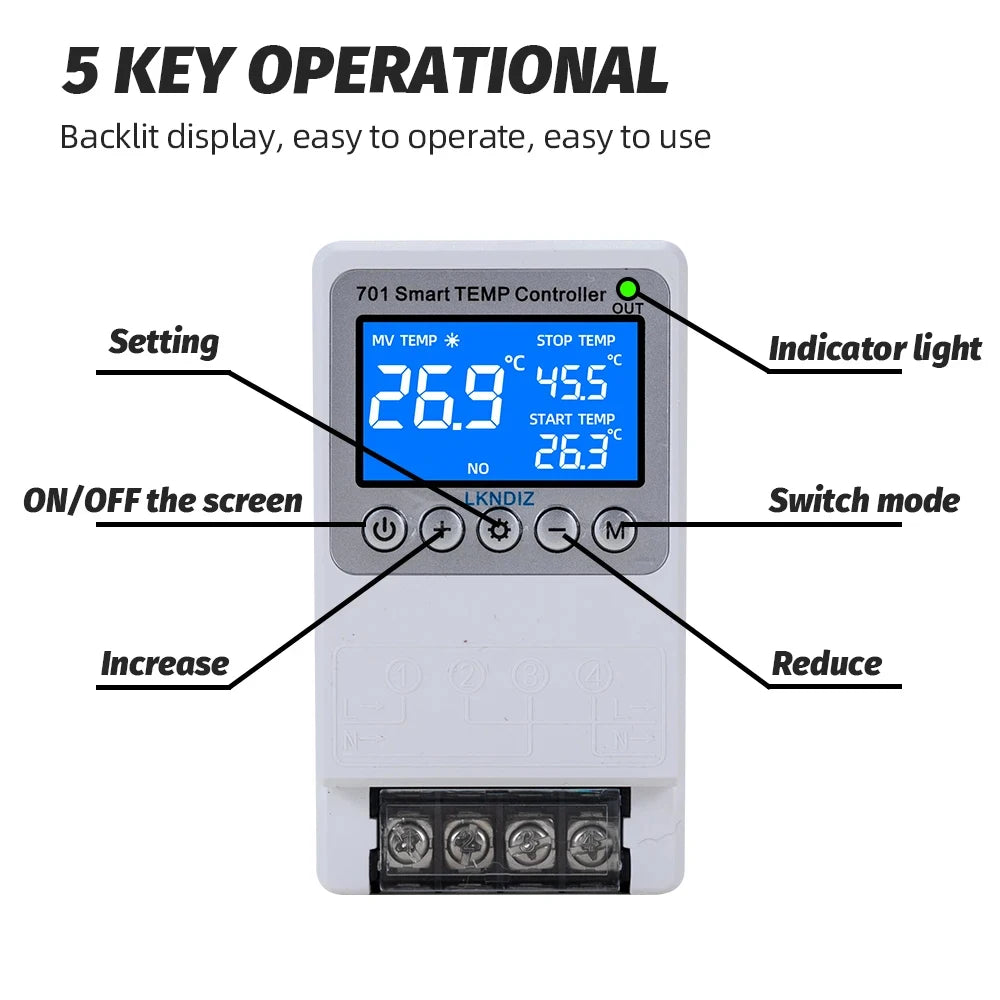 Contrôleur WIFI intelligent de température, Thermostat Constant, interrupteur de contrôle de synchronisation, contrôle du Cycle, Option de tête de capteur Multiple