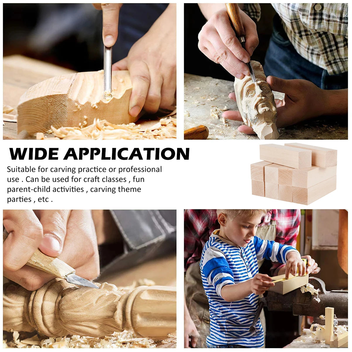 Bloc de sculpture en tilleul, 6/10/50 pièces, liège naturel, artisanat en bois, fournitures d'art de sculpture portables adaptées aux débutants/amoureux artisanaux