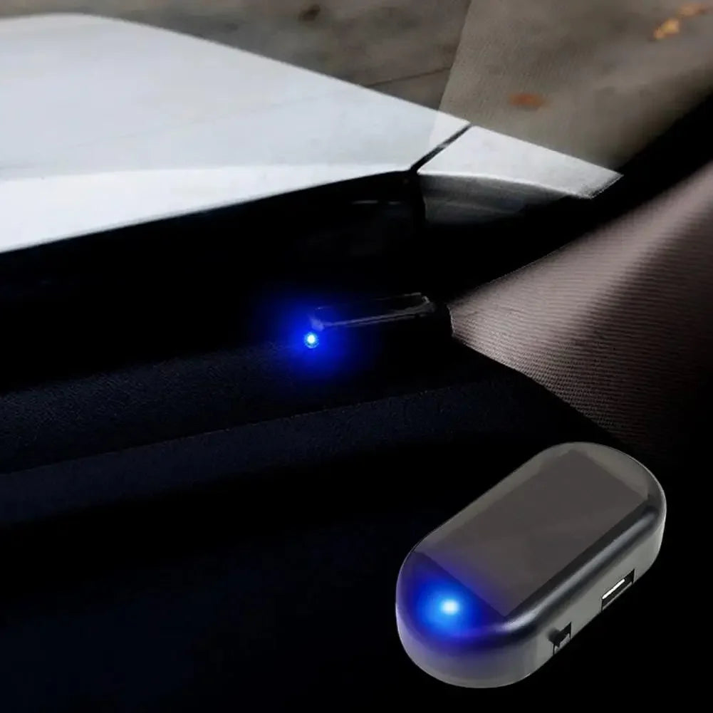 Fausse lumière de sécurité pour voiture, simulation d'alarme factice à énergie solaire, avertissement sans fil, lampe d'avertissement antivol, lumières clignotantes LED
