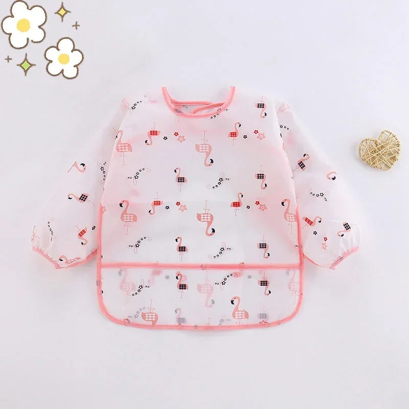Bavoir de dessin animé en Silicone pour bébé de 0 à 6 ans, bavoirs doux, vêtements mignons pour tout-petits, sans BPA, tablier imperméable à manches longues