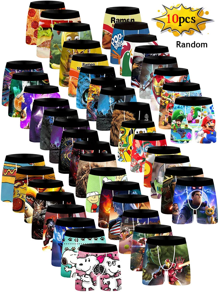 Caleçon en soie glacée pour hommes, 10 pièces, sous-vêtements Cool, respirant, Sexy, culotte fine, Lingerie U convexe, aléatoire, S-3XL