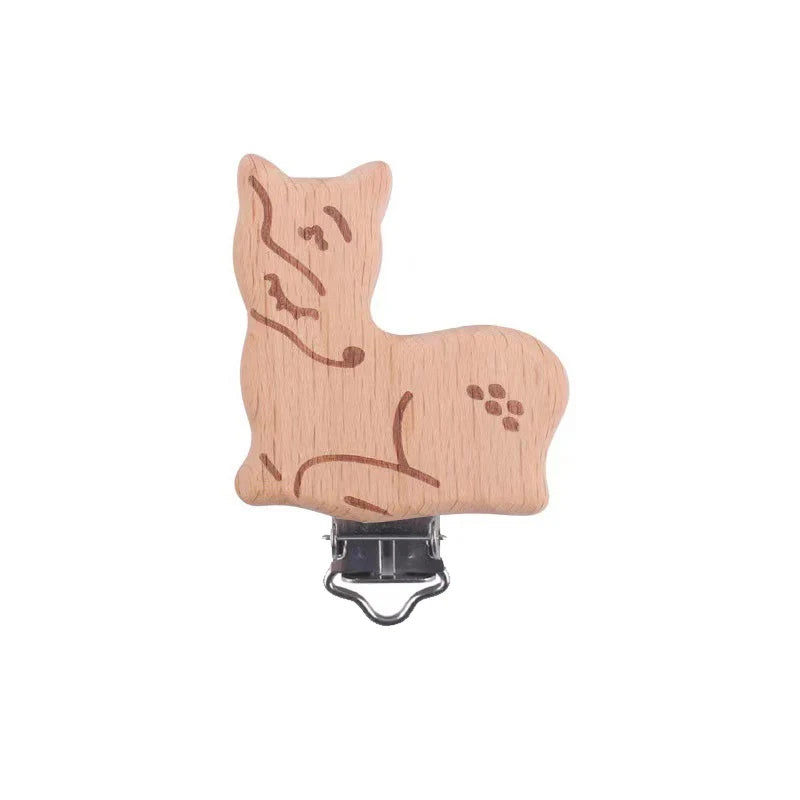 5 pièces/ensembles bébé sucette Clips sans BPA mignon modélisation hêtre attache-sucette bébé bricolage dessin animé Animal bois bûche mamelon chaîne support