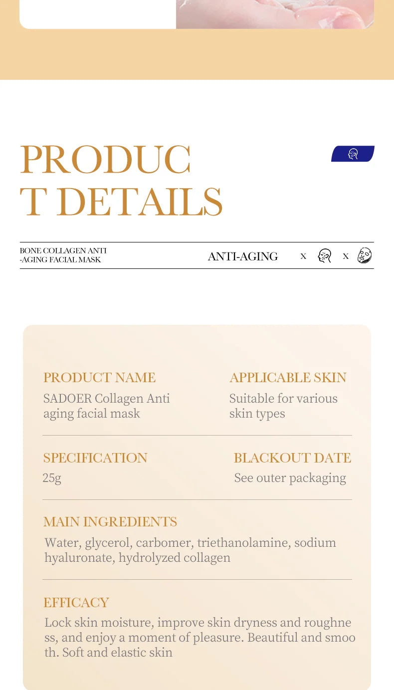 Masque Facial Anti-rides au collagène, 10 pièces, Anti-vieillissement, estompe les ridules, peau ferme, hydratant, éclaircissant, soins de la peau, cosmétiques coréens