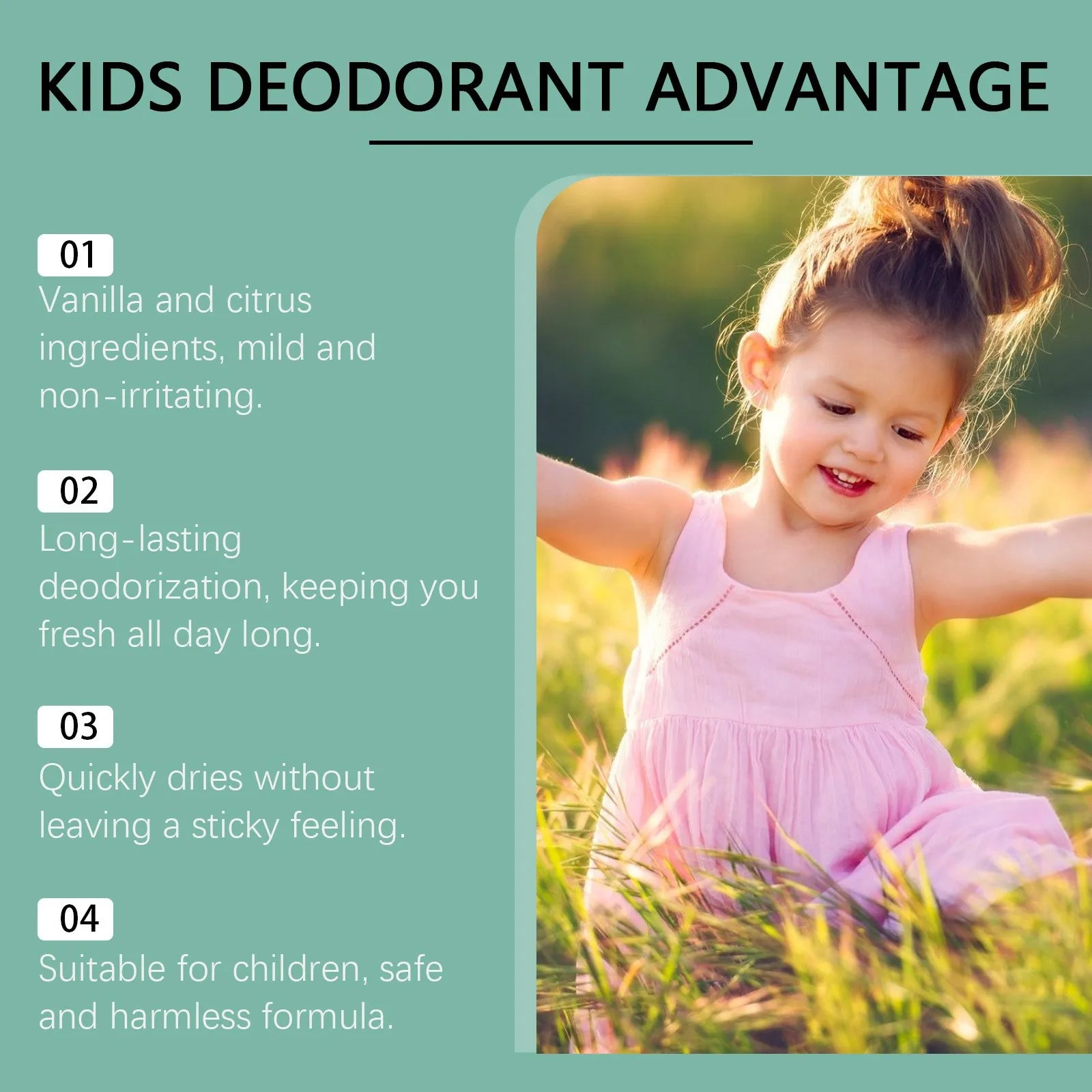 Dépistolet ant naturel sans paraben pour enfants et adolescents, dépistolet ant en rafale, sans aluminium, frais, 50ml