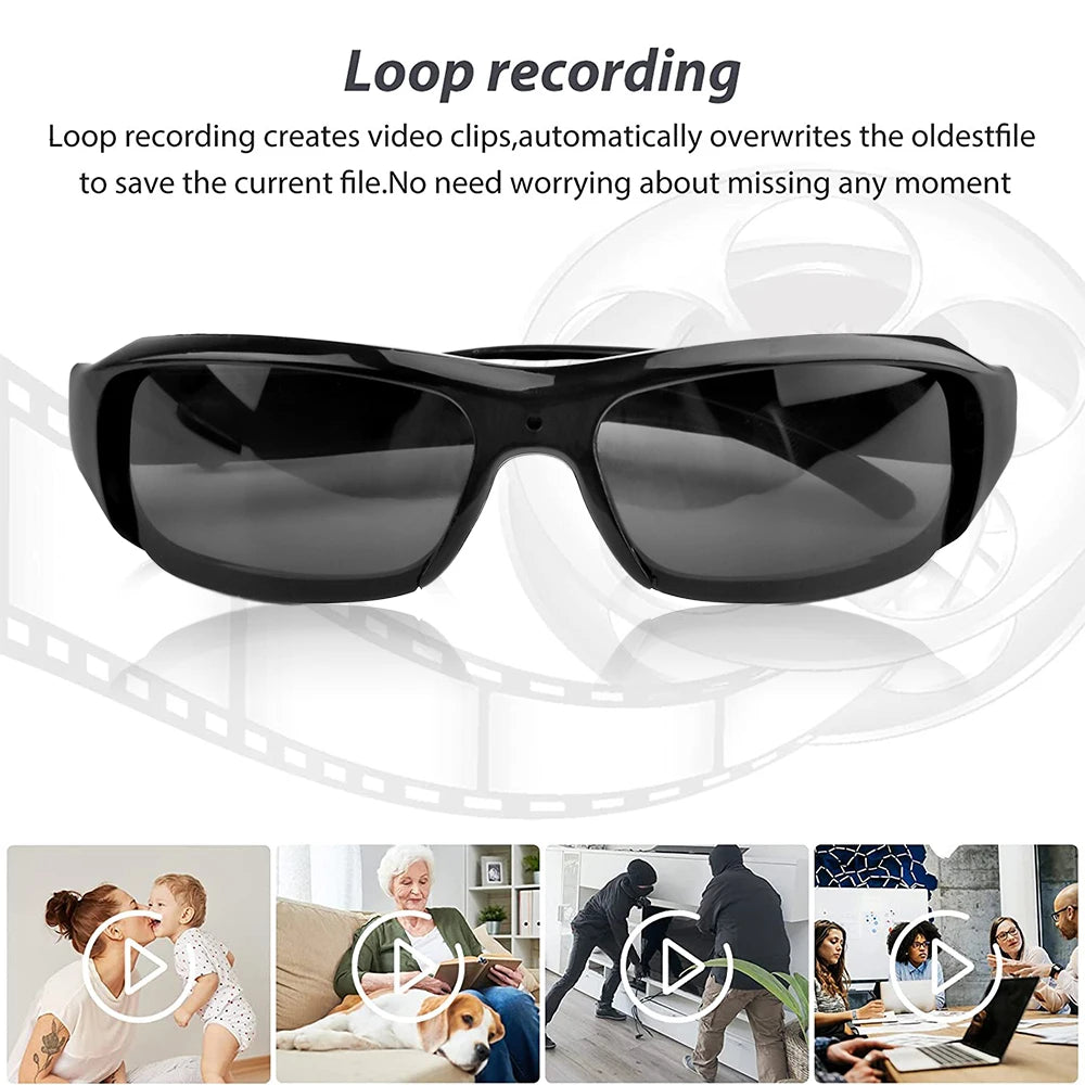 Mini caméra portable avec lunettes, enregistreur vidéo extérieur, prise de photos, cyclisme, contrôle à un bouton, HD, 1080P