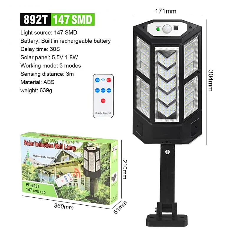 10000W Ultra Powerful Outdoor Solar Lights, 320° Wide Beam Angle, Adjustable Brightness Streetlights