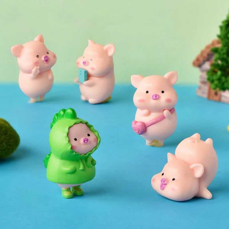 7 pièces/ensemble dessin animé cochon Animal poupée jouet modèle Statue Figurine ornement Miniatures
