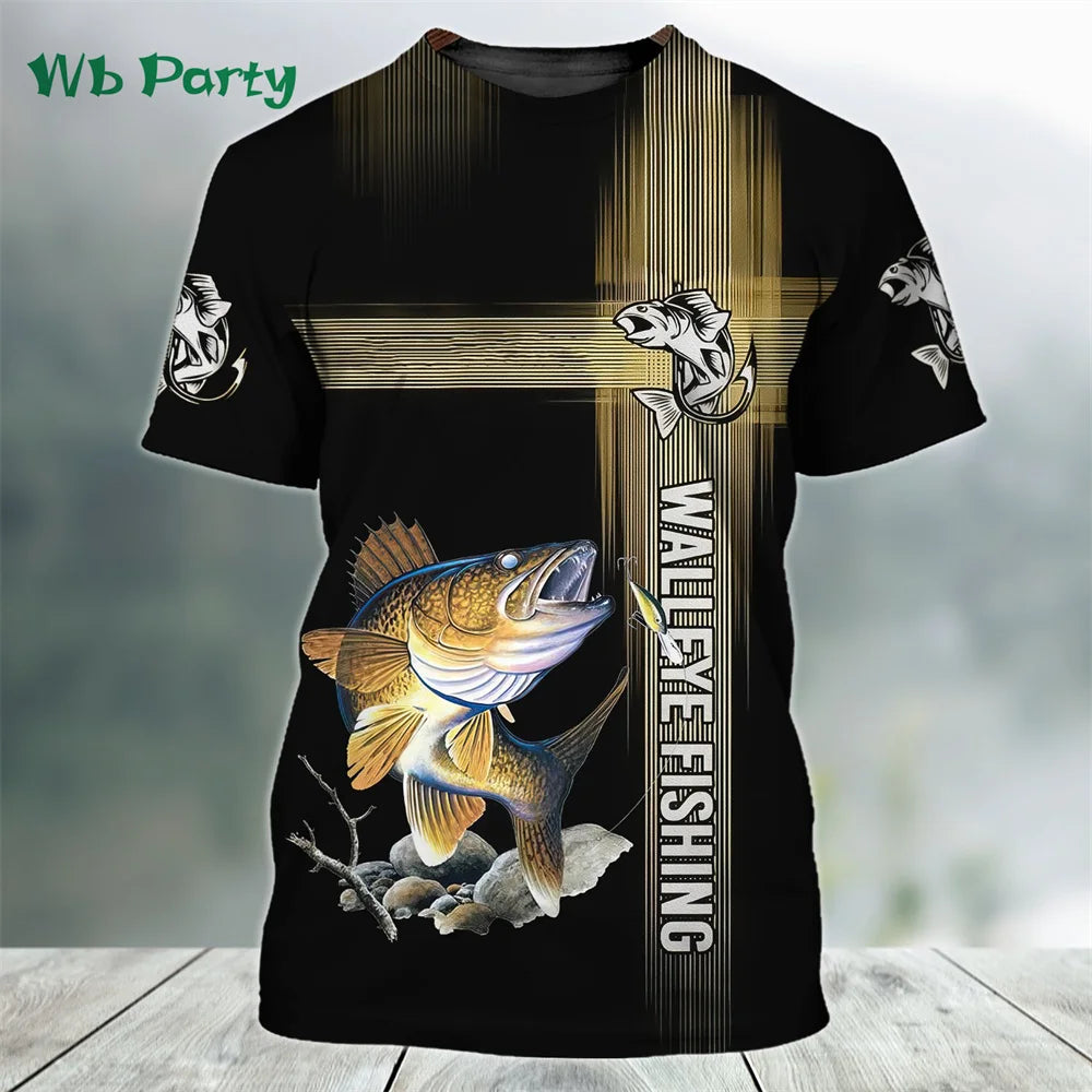 Camisas para hombre, camiseta gráfica con estpado de peces, camiseta de manga corta para hombre, camisetas con gráficos