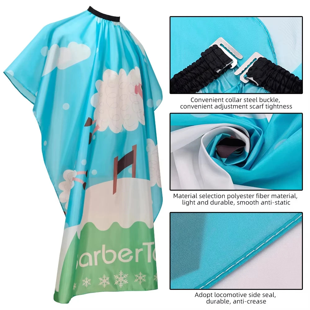 Cape de coiffure pour enfants, dessin animé mignon, robe de coiffure, salon de coiffure, tissu de coiffeur pour enfants