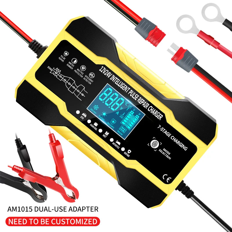 Chargeur de batterie de voiture 5A, chargeur de batterie intelligent 12V/24V, entretien automatique avec compensation de température pour tondeuse de camion