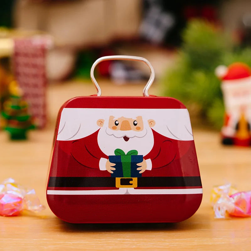 Metal storage box for Christmas decoration, handbag shape, 18 jars, jewelry case, children's gift, storage boxes, open Christmas party, 2024