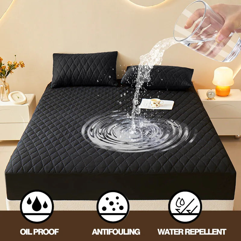 Housse de matelas matelassée épaisse et imperméable, protection de matelas, drap-housse Queen King, couverture de lit (sans taie d'oreiller)