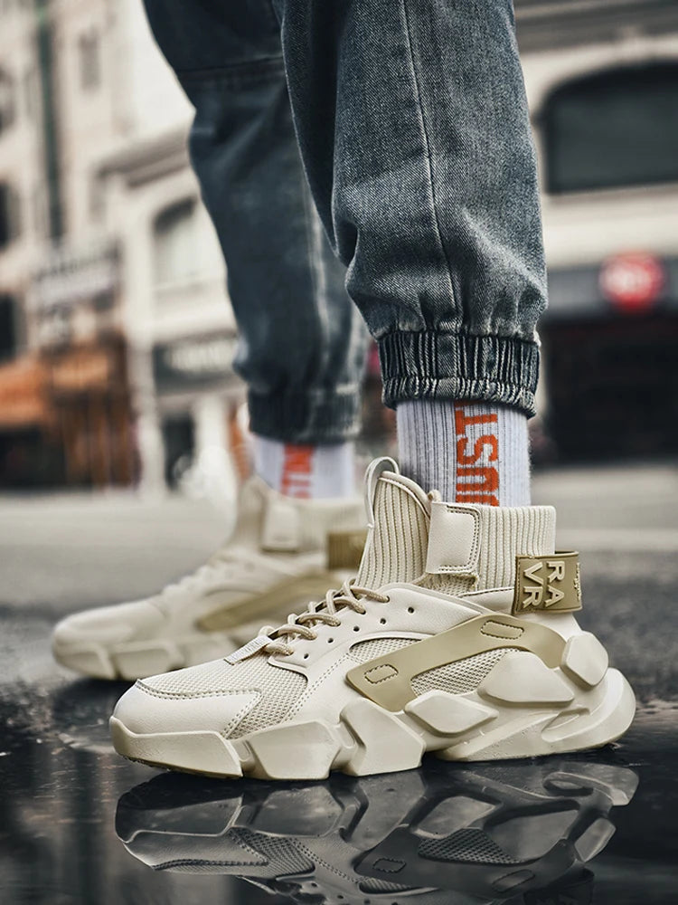 Chaussures pour hommes nouveau haut de gamme Beige hommes baskets grosses hommes chaussures rehausser la mode décontracté grande taille amortissement chaussures de Tennis Zapatillas