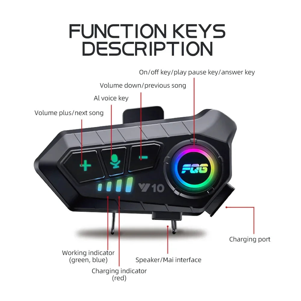 Bluetooth 5.3 casque casque sans fil mains libres appel téléphone Kit Moto étanche écouteur MP3 lecteur de musique haut-parleur pour Moto