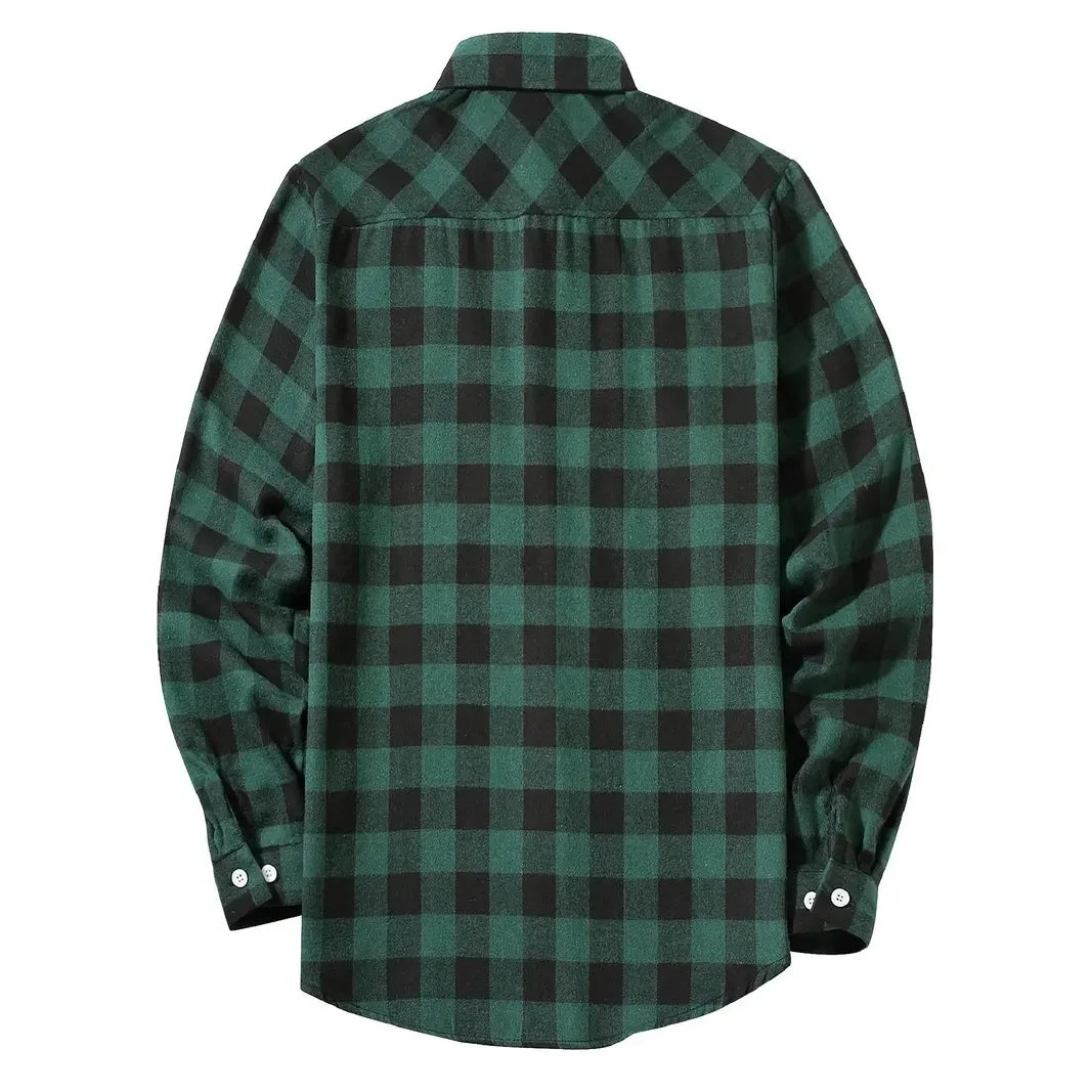 Chemises pour hommes simple boutonnage classique Plaid intelligent décontracté chemise en flanelle à manches longues poitrine deux poches conception printemps automne hommes hauts