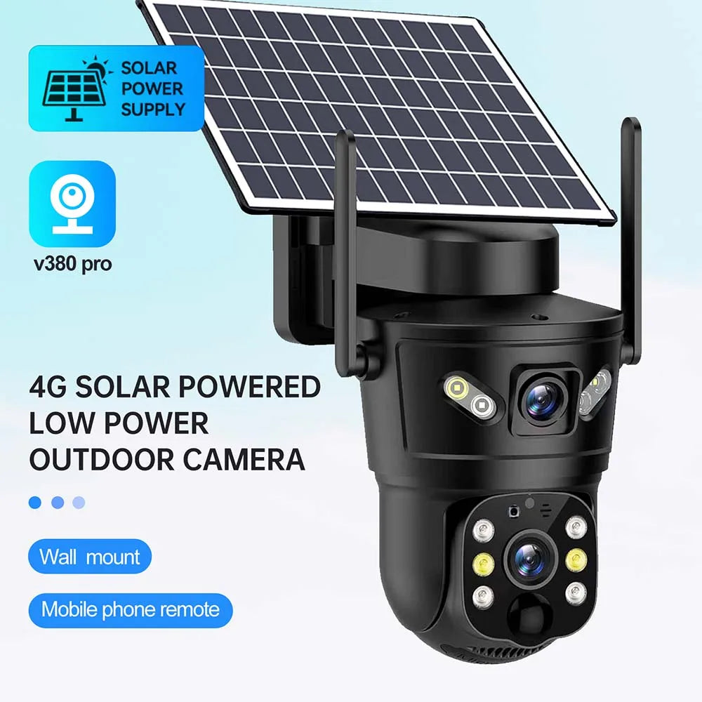 4G Camera Solar V380 Dual LensPIR Human Detection Night Vision Waterproof Security Video IP Camara 8MP 4K Battery CCTV Monitor