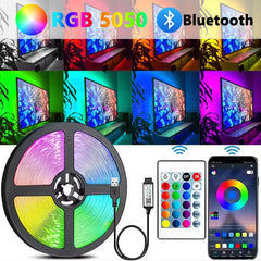 Bande Lumineuse LED RVB avec Contrôle Bluetooth, USB 5V, Rétro-Éclairage TV, Décoration de ix, Mariage