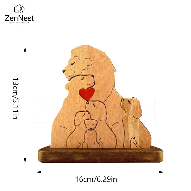 Personalized wooden family puzzle with name, wooden lion, artistic home decoration, Christmas, Thanksgiving, a warm gift for mom