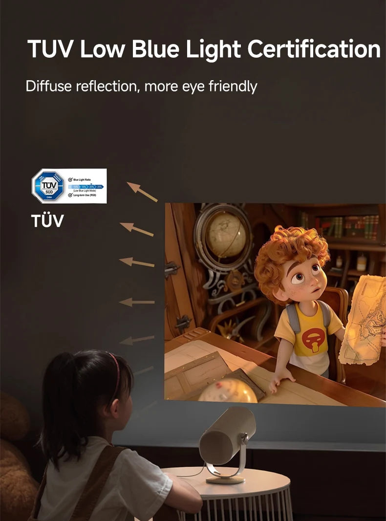 Lenovo Portable 4K projecteur 100M Android 12 WIFI 6 TOF No-Sense mise au point automatique extérieur Full HD projecteur vidéo film Home cinéma