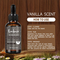 30ml 4 pièces ensemble d'huile de barbe parfumée produit moustaches hydratant croissance brillance lisse moustache adoucir renforcer l'huile de barbe pour hommes