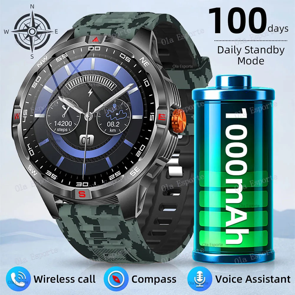 Montre intelligente 2025 boussole étanche surveillance de la santé et du sommeil grande capacité de batterie plus de 100 Modes de Sport hommes femmes Smartwatch en plein air