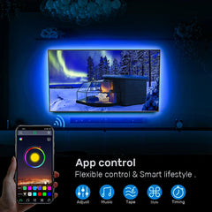 Ruban LED TV , SMD 5050 RGB Bandes Lumineuses USB avec Télécommande App Rétroéclairage TV Multicouleur pour 40-60in TV, pour maison chambre à coucher décoration [Classe énergétique A+]