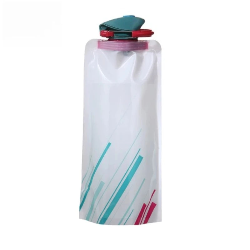 Bouteilles d'eau pliables, bouteille de voyage Flexible et réutilisable, pochette en plastique, flacon souple, sac d'eau avec mousqueton