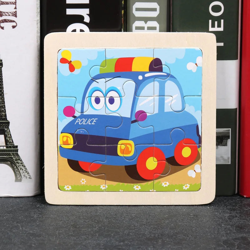 Puzzle 3D en bois pour enfants, bébé, dessin animé, animaux/trafic, jouet éducatif, jouet pour enfants, Puzzle en bois, petite taille 11x11CM