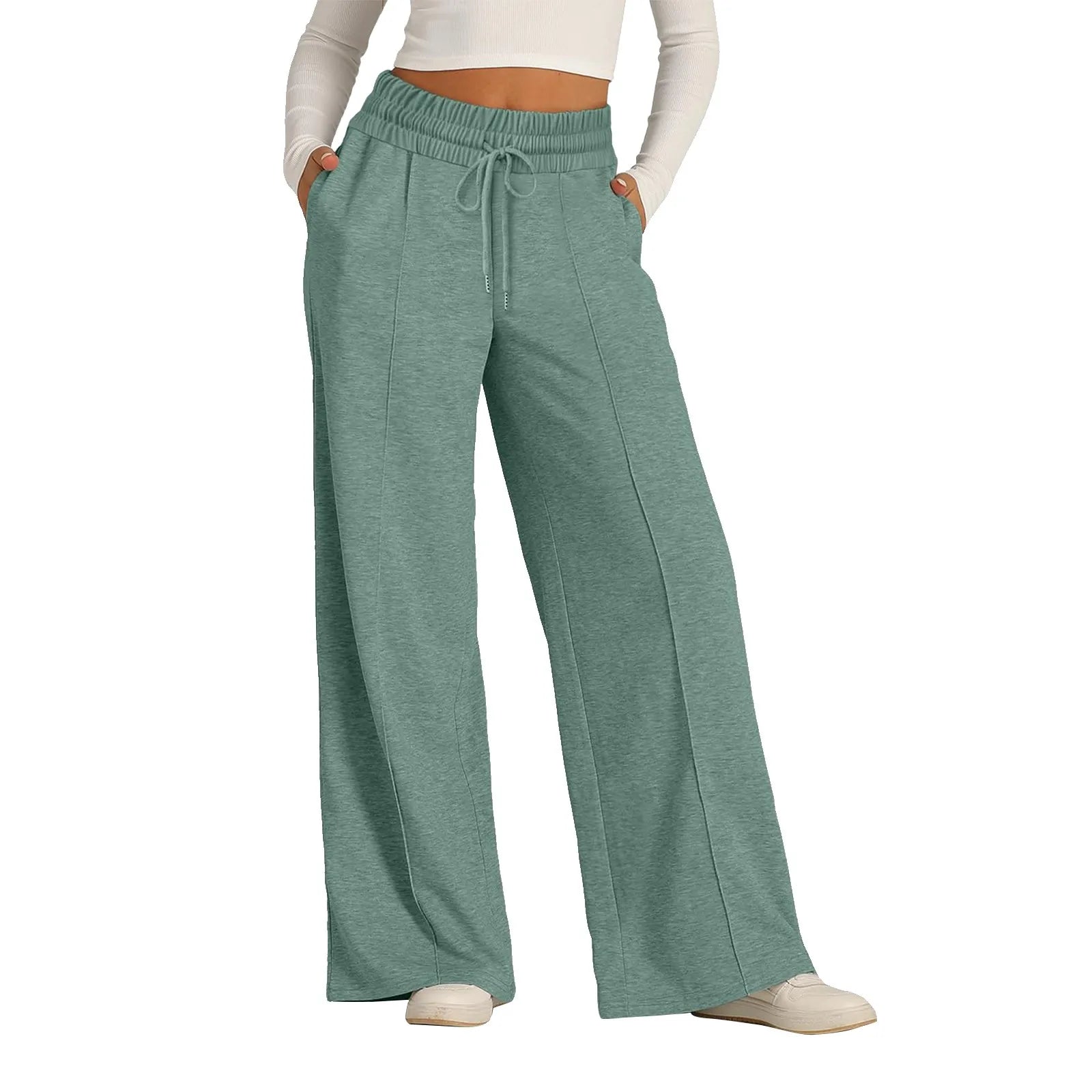 Pantalon de survêtement en polaire pour femmes, Streetwear, taille haute, ample, décontracté, droit, Sport, jambes larges, Baggy, jogging