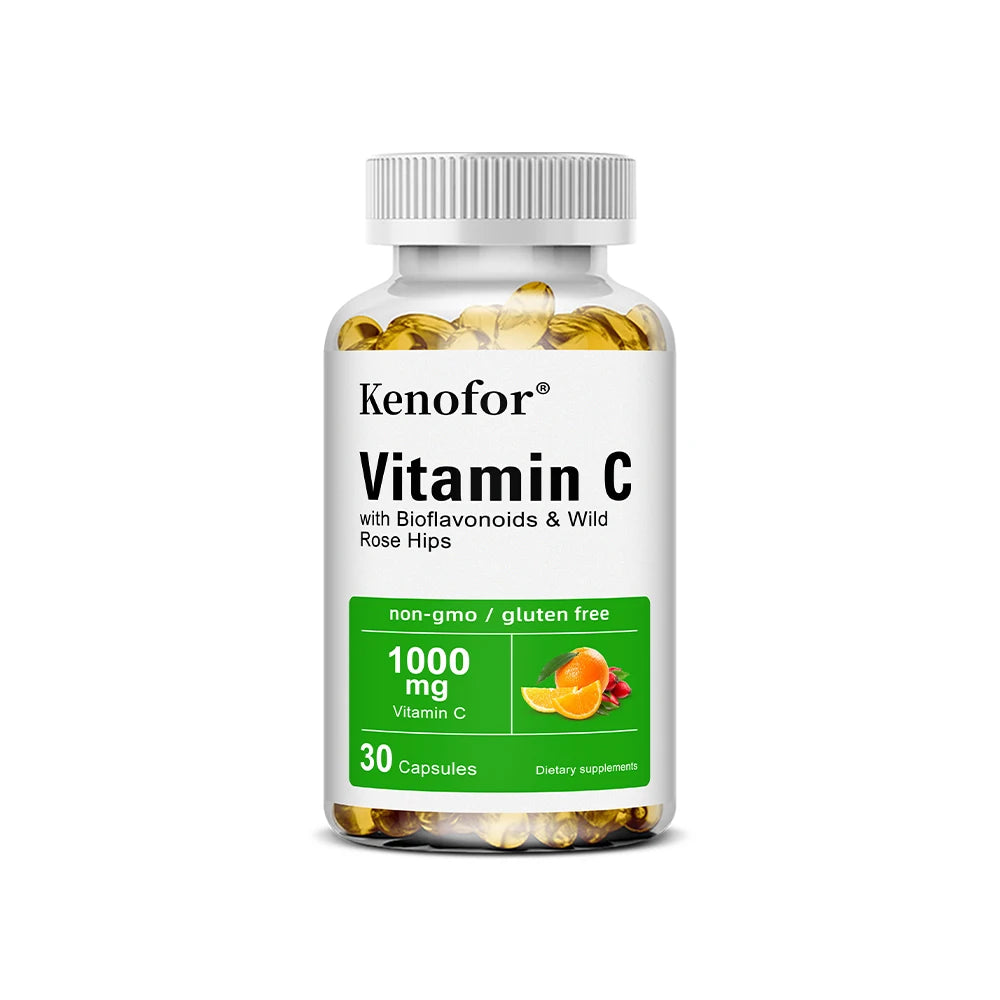 Vitamine C 1000 Mg - avec agrumes, églantier, soutien immunitaire, production de collagène, santé de la peau, antioxydant, 120 gélules