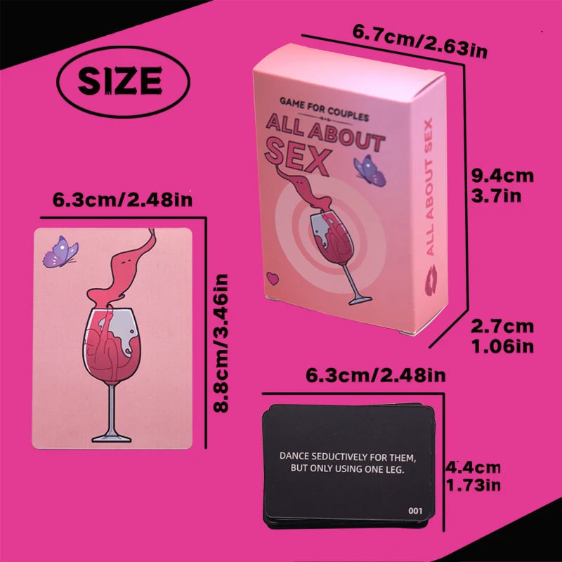 All About Sex, an exciting and original card game for couples, raise your Happily with pleasure and joy, 2 later, 20 minutes, 16 years and over