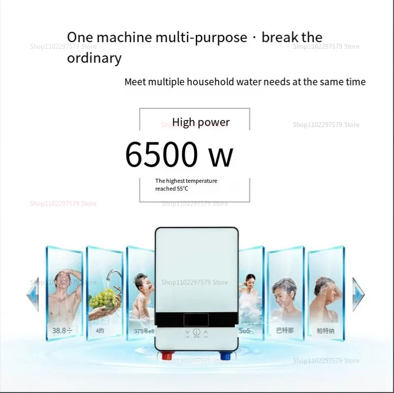 Chauffe-eau électrique instantané Portable petit chauffage rapide adapté pour salle de bain cuisine douche eau chaude rapide lorsqu'il est nécessaire