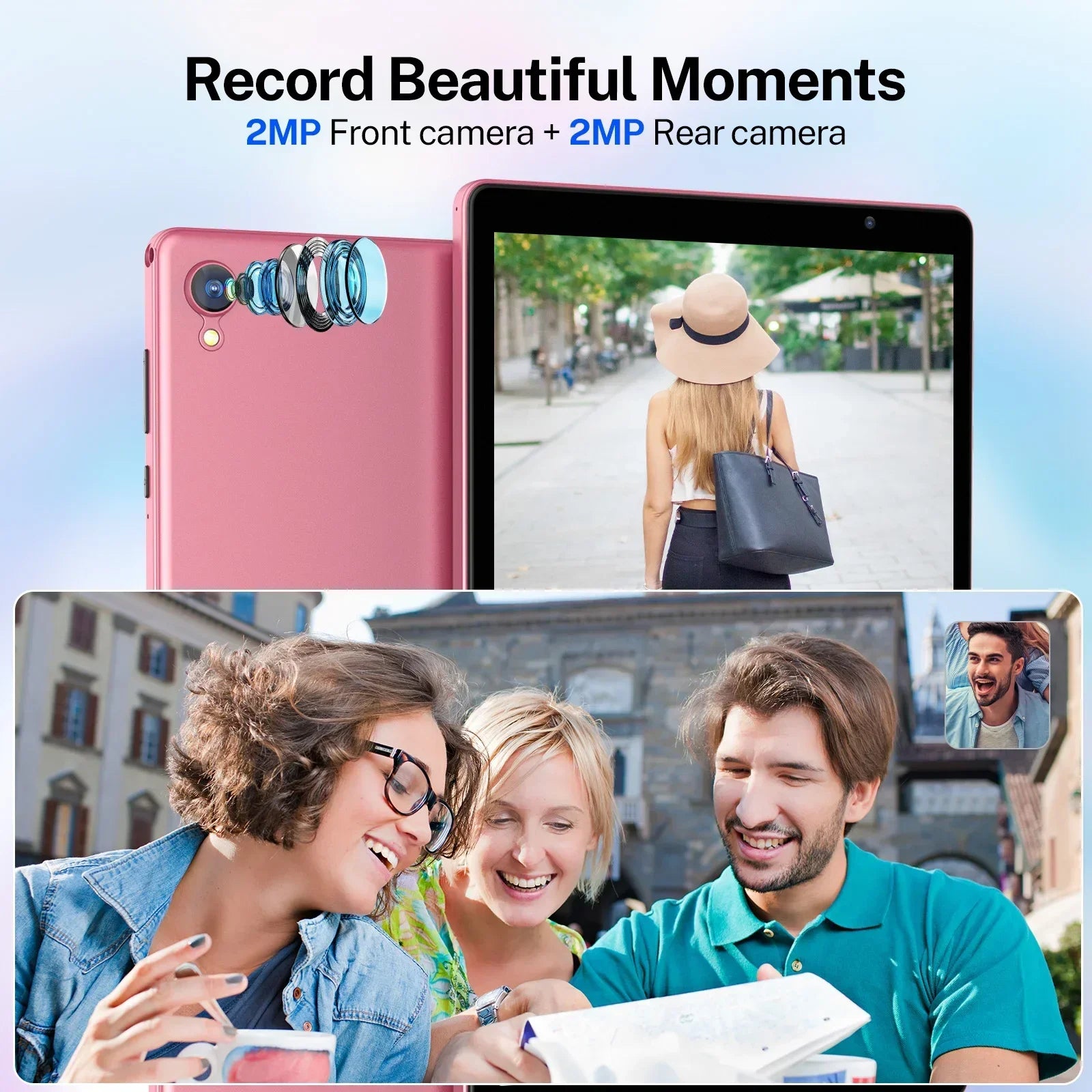 Dernière tablette Android 14, tablette 10 pouces, processeur Quad-core, WiFi 5G, 4 Go de ROM + 32 Go de RAM, résolution 1280 x 800, batterie 6000 mAh