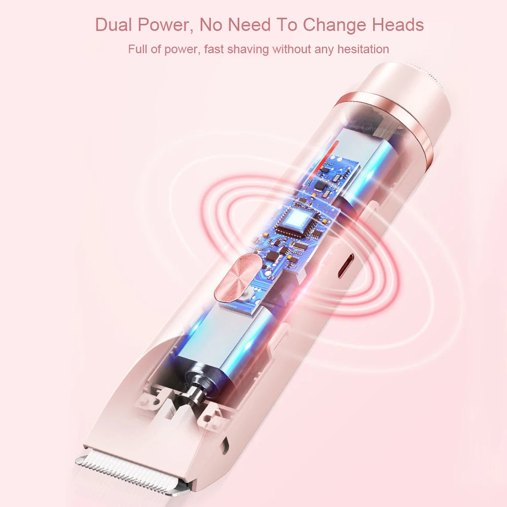 2-in-1 Electric Shavers for Women, Bikini Trimmer, Facial Mustache Trimmer, for Ladies, Body, Underarms, Legs, Painless Portable Epilator