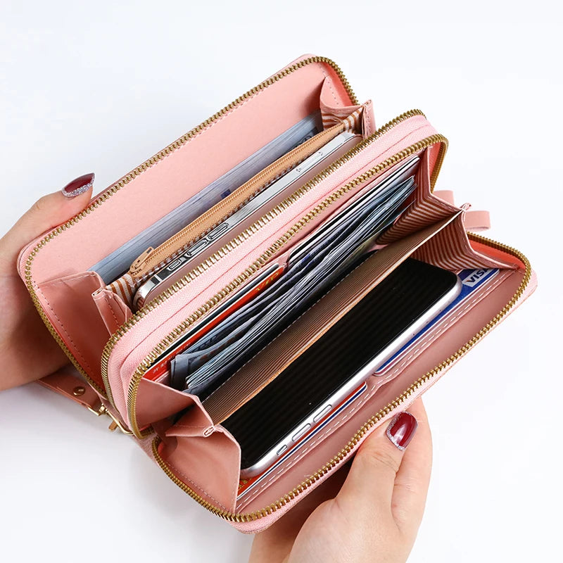 2024 nouveau sac à main dames longue fermeture éclair portefeuille mode en relief grande capacité téléphone portable poche sac à main