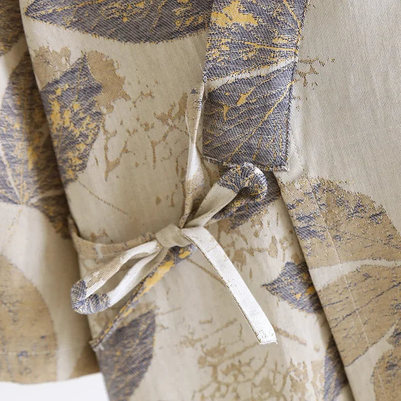 Peignoir en coton pour hommes, nouveau Style, couleur assortie, grande taille, vêtements de maison, pyjama Yukata, printemps et automne 2024